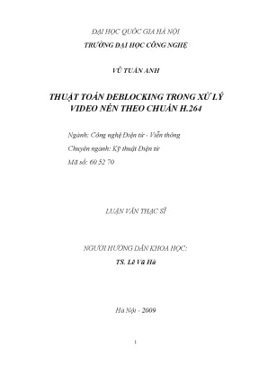 Luận văn thạc sĩ thuật toán deblocking trong xử lý video nén theo chuẩn h 264