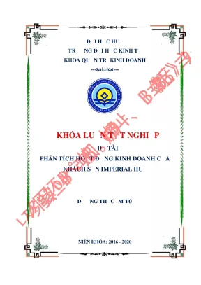 Luận văn tốt nghiệp phân tích hoạt động kinh doanh của khách sạn imperial huế