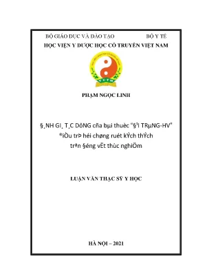 Luận văn thạc sĩ đánh giá tác dụng của bài thuốc đại tràng hv điều trị hội chứng ruột kích thích trên động vật thực nghiệm