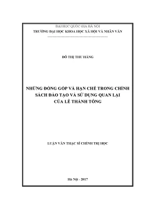 Luận văn thạc sĩ những đóng góp và hạn chế trong chính sách đào tạo và sử dụng quan lại của lê thánh tông