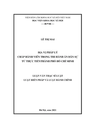 Luận văn thạc sĩ địa vị pháp lý chấp hành viên trong thi hành án dân sự từ thực tiễn thành phố hồ chí minh