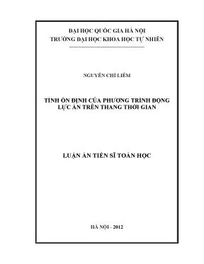 Luận án tiến sĩ tính ổn định của phương trình động lực ẩn trên thang thời gian