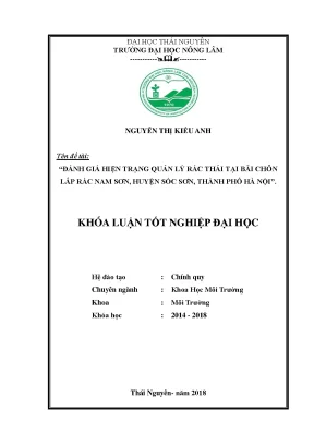 Luận văn tốt nghiệp đánh giá hiện trạng quản lý rác thải tại bãi chôn lấp rác nam sơn huyện sóc sơn thành phố hà nội