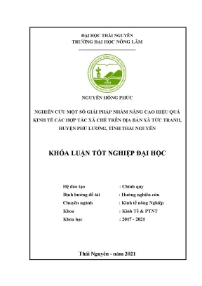 Luận văn tốt nghiệp nghiên cứu một số giải pháp nhằm nâng cao hiệu kinh tế các hợp tác xã chè trên địa bàn xã tức tranh huyện phú lương tỉnh thái nguyên