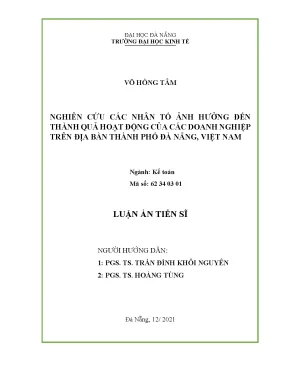 Luận án tiến sĩ nghiên cứu các nhân tố ảnh hưởng đến thành quả hoạt động của các doanh nghiệp trên địa bàn thành phố đà nẵng việt nam