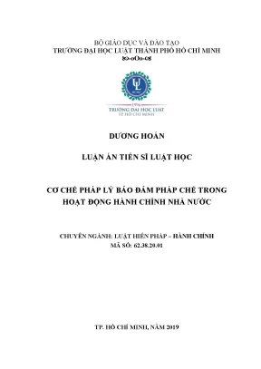 Luận án tiến sĩ cơ chế pháp lý bảo đảm pháp chế trong hoạt động hành chính nhà nước