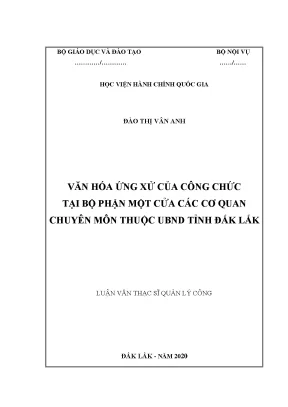 Luận văn thạc sĩ văn hóa ứng xử của công chức bộ phận một cửa các cơ quan chuyên môn thuộc ubnd tỉnh đắk lắk