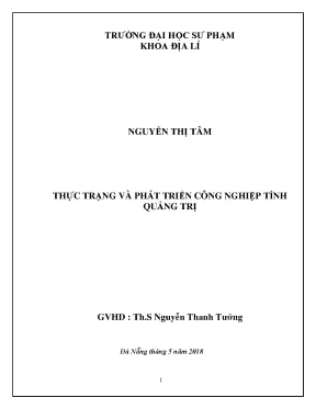 Luận văn tốt nghiệp thực trạng và phát triển công nghiệp tỉnh quảng trị