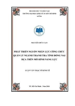 Luận văn thạc sĩ phát triển nguồn nhân lực công chức quản lý ngành thanh tra tỉnh đồng nai dựa trên mô hình năng lực