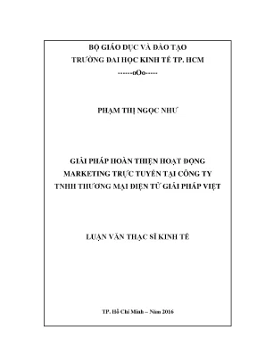 Luận văn thạc sĩ giải pháp hoàn thiện hoạt động marketing trực tuyến tại công ty tnhh thương mại điện tử giải pháp việt