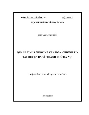 Luận văn thạc sĩ quản lý nhà nước về văn hóa thông tin tại huyện ba vì thành phố hà nội