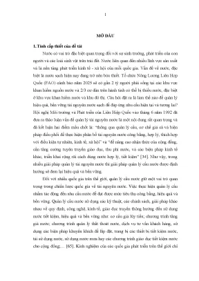 Luận án phân tích kinh tế của quản lý cầu nước sinh hoạt nghiên cứu trên địa bàn hà nội