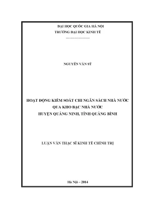 Luận văn thạc sĩ hoạt động kiểm soát chi ngân sách nhà nước qua kho bạc nhà nước huyện quảng ninh tỉnh quảng bình