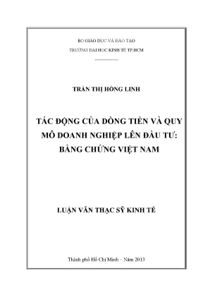 Luận văn thạc sĩ tác động của dòng tiền và quy mô doanh nghiệp lên đầu tư bằng chứng việt nam