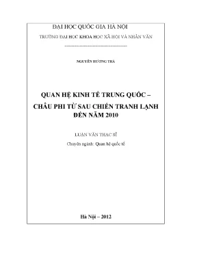 Luận văn thạc sĩ quan hệ kinh tế trung quốc châu phi từ sau chiến tranh lạnh đến năm 2010