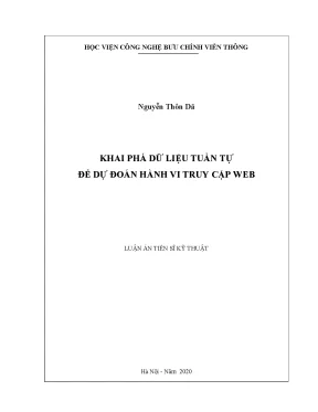 Luận án tiến sĩ khai phá dữ liệu tuần tự để dự đoán hành vi truy cập web