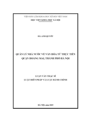 Luận án tiến sĩ quản lý nhà nước về văn hóa từ thực tiễn quận hoàng mai thành phố hà nội