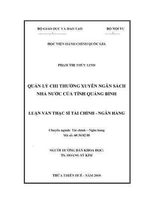 Luận văn thạc sĩ quản lý chi thường xuyên ngân sách nhà nước của tỉnh quảng bình