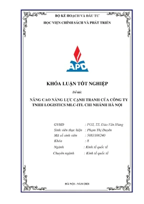 Luận văn tốt nghiệp giải pháp nâng cao năng lực cạnh tranh của công ty tnhh logistics mlc itl chi nhánh hà nội trong bối cảnh toàn cầu hóa hiện nay