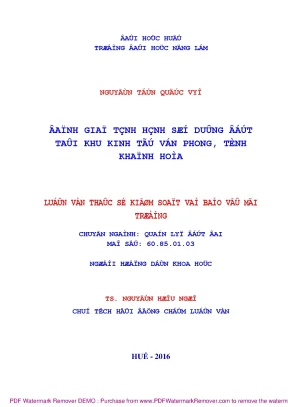 Luận văn thạc sĩ đánh giá tình hình sử dụng đất tại khu kinh tế vân phong tỉnh khánh hoà