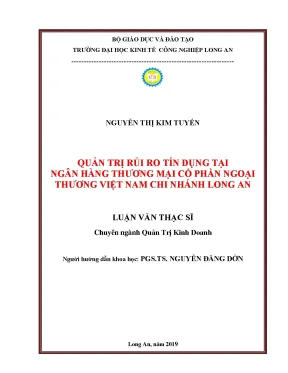 Luận văn thạc sĩ quản trị rủi ro tín dụng tại ngân hàng thương mại cổ phần ngoại thương việt nam chi nhánh long an