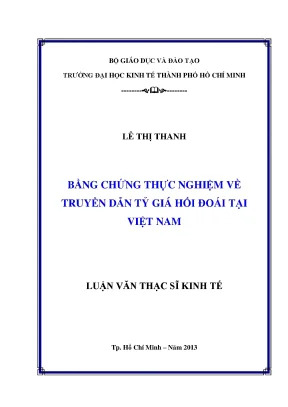 Luận văn thạc sĩ bằng chứng thực nghiệm về truyền dẫn tỷ giá hối đoái tại việt nam luận văn thạc sĩ