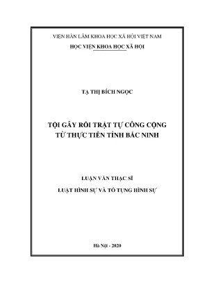 Luận án tiến sĩ tội gây rối trật tự công cộng từ thực tiễn tỉnh bắc ninh
