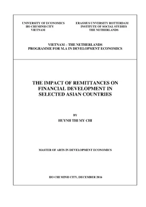 Luận văn thạc sĩ the impact of remittances on financial development in selected asian countries
