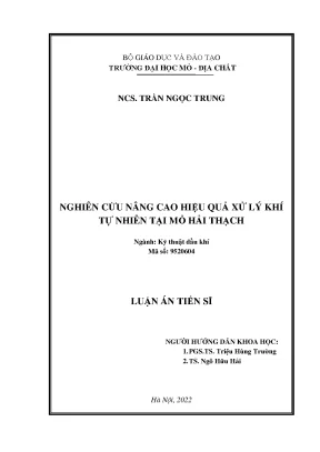Luận án tiến sĩ nghiên cứu nâng cao hiệu quả xử lý khí tự nhiên tại mỏ hải thạch