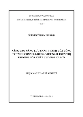 Luận văn thạc sĩ nâng cao năng lực cạnh tranh của công ty tnhh connell bros việt nam trên thị trường hóa chất cho ngành sơn