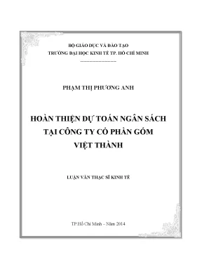 Luận văn thạc sĩ hoàn thiện dự toán ngân sách tại công ty cp gốm việt thành