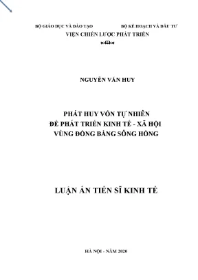 Luận án tiến sĩ phát huy vốn tự nhiên để phát triển kinh tế xã hội vùng đồng bằng sông hồng