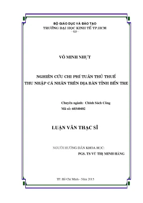 Luận văn thạc sĩ nghiên cứu chi phí tuân thủ thuế thu nhập cá nhân trên địa bàn tỉnh bến tre
