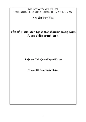 Luận văn thạc sĩ vấn đề li khai dân tộc ở một số nước đông nam á sau chiến tranh lạnh