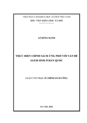 Luận văn thạc sĩ thực hiện chính sách ứng phó với vấn đề giảm sinh ở hàn quốc