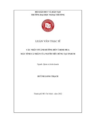 Luận văn thạc sĩ các nhân tố ảnh hƣởng đến ý định mua máy tính cá nhân của ngƣời tiêu dùng tại tp hcm