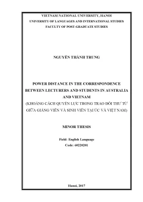 Luận văn thạc sĩ power distance in the correspondence between lecturers and students in australia and vietnam