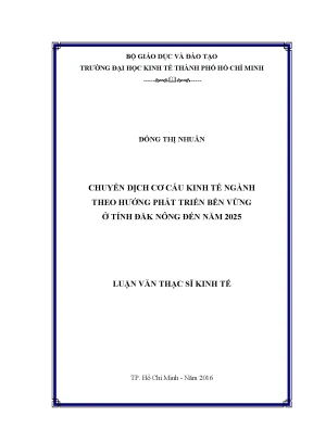 Luận văn thạc sĩ chuyển dịch cơ cấu kinh tế ngành theo hướng phát triển bền vững ở tỉnh đăk nông đến năm 2025