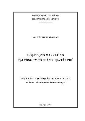 Luận văn thạc sĩ hoạt động marketing tại công ty cổ phần nhựa tân phú
