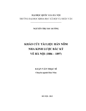 Luận văn thạc sĩ khảo cứu tài liệu hán nôm nha kinh lược bắc kỳ về hà nội 1886 1897