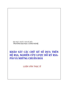 Luận văn thạc sĩ khảo sát các chữ kí số dựa trên hệ rsa nghiên cứu lược đồ chữ kí rsa pss và những chuẩn hóa