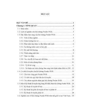 Luận án nghiên cứu đặc điểm lâm sàng và biến đổi di truyền của hội chứng prader willi