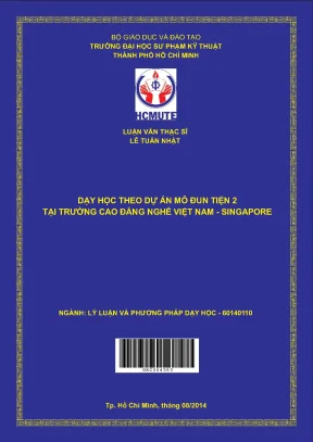 Luận văn thạc sĩ hcmute dạy học theo dự án mô đun tiện 2 tại trường cao đẳng nghề việt nam singapore