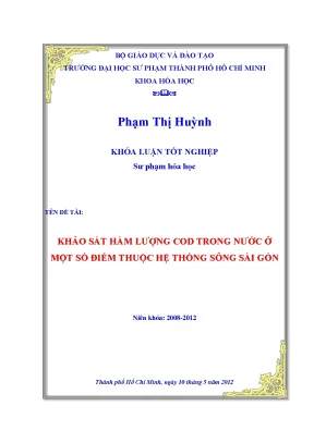Luận văn thạc sĩ khảo sát hàm lượng cod trong nước ở một số điểm thuộc hệ thống sông sài gòn