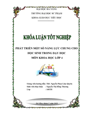 Luận văn tốt nghiệp phát triển một số năng lực chung cho học sinh trong dạy học môn khoa học lớp 4