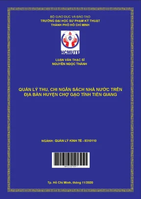 Luận văn thạc sĩ hcmute quản lý thu chi ngân sách nhà nước trên địa bàn huyện chợ gạo tỉnh tiền giang