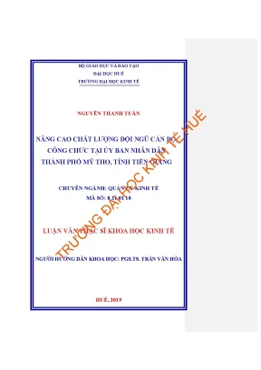 Luận văn thạc sĩ nâng cao chất lượng đội ngũ cán bộ công chức tại ủy ban nhân dân thành phố mỹ tho tỉnh tiền giang