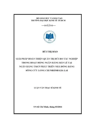 Luận văn thạc sĩ giải pháp hoàn thiện quản trị rủi ro tác nghiệp trong hoạt động ngân hàng bán lẻ tại ngân hàng thương mại cổ phần phát triển nhà đồng bằng sông cửu long chi nhánh gia lai