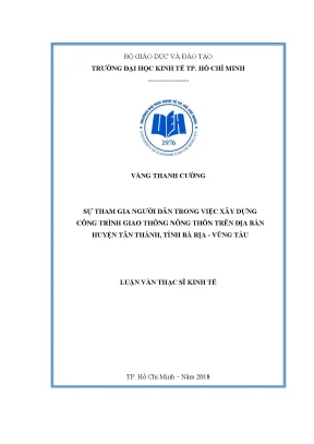 Luận văn thạc sĩ sự tham gia người dân trong việc xây dựng công trình giao thông nông thôn trên địa bàn huyện tân thành tỉnh bà rịa vũng tàu