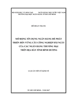 Luận văn thạc sĩ mở rộng tín dụng ngân hàng để phát triển bền vững cây công nghiệp dài ngày của các ngân hàng thương mại trên địa bàn tỉnh bình dương